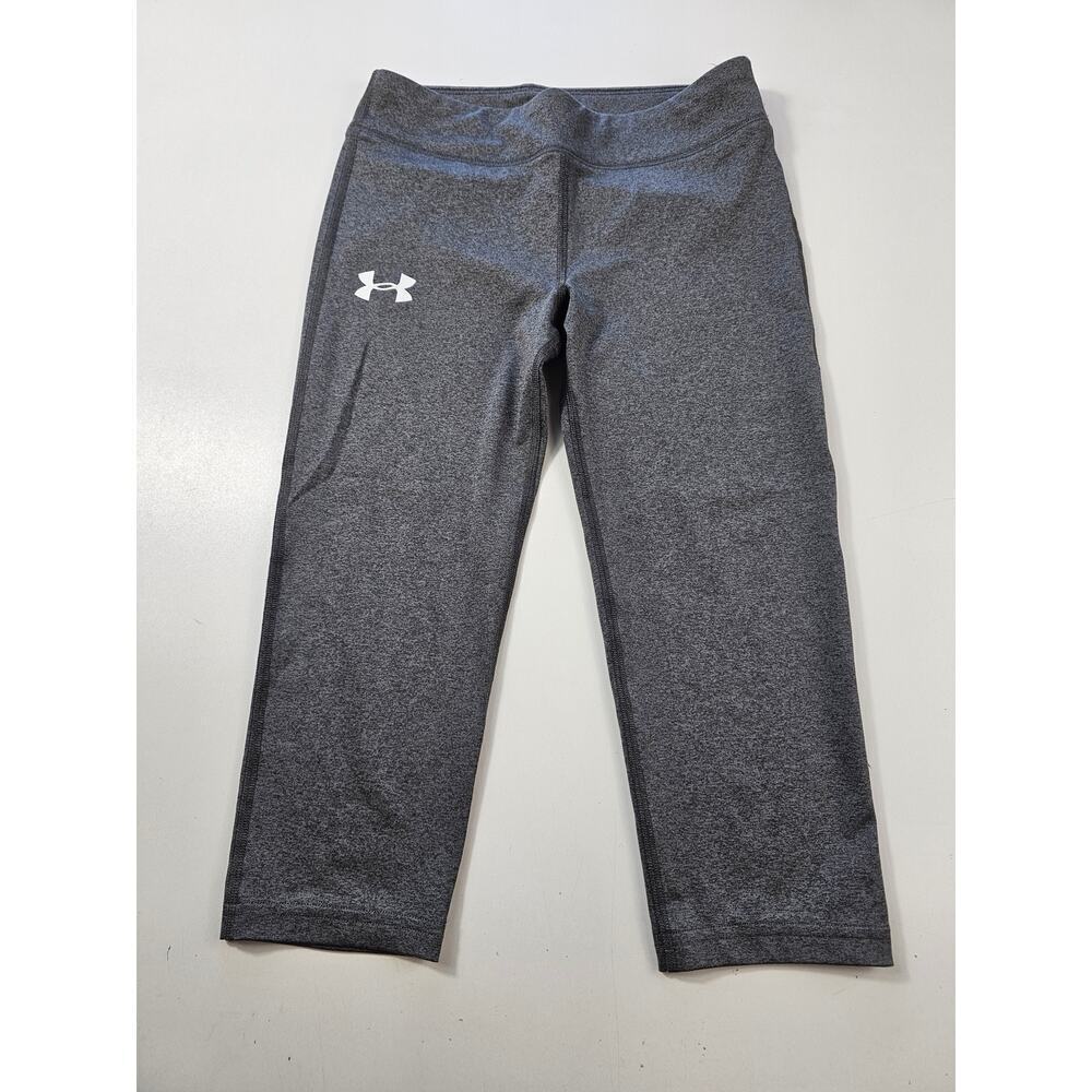 Girls youth under armour heat gear capri leggings grey sz M (?) Active sport